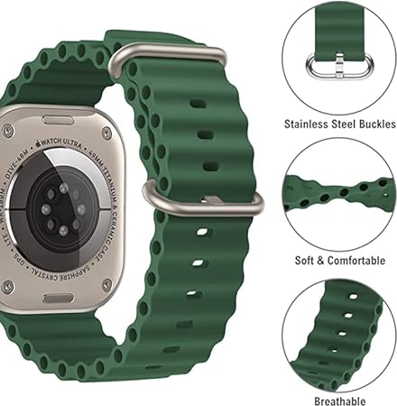 Dark Green Ocean Loop Watch Strap For apple For Apple Watch Series 1 (42mm/44mm/45mm/46mm/49mm) - The Hatke