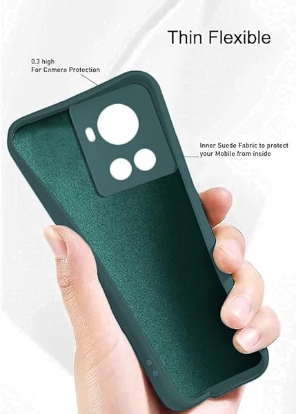Dark Green Original Camera Safe Silicone case for Oneplus 10R - The Hatke