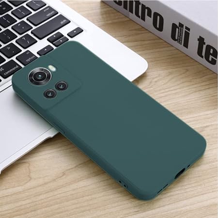 Dark Green Original Camera Safe Silicone case for Oneplus 10R - The Hatke