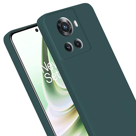 Dark Green Original Camera Safe Silicone case for Oneplus 10R - The Hatke