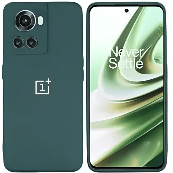 Dark Green Original Camera Safe Silicone case for Oneplus 10R - The Hatke