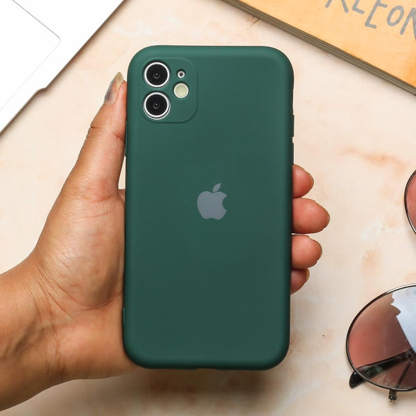 Dark Green Original Camera Silicone case for Apple iphone 11 - The Hatke