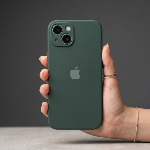 Dark Green Original Camera Silicone case for Apple iphone 13 - The Hatke