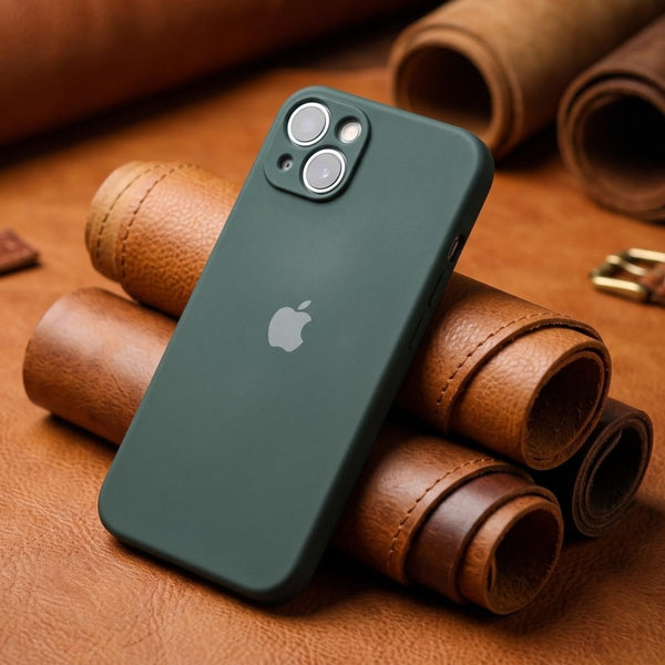 Dark Green Original Camera Silicone case for Apple iphone 13 - The Hatke