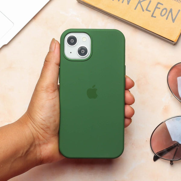 Dark Green Original Silicone case for Apple iphone 15 - The Hatke