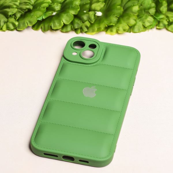 Dark Green Puffon silicone case for Apple iPhone 14 Plus - The Hatke