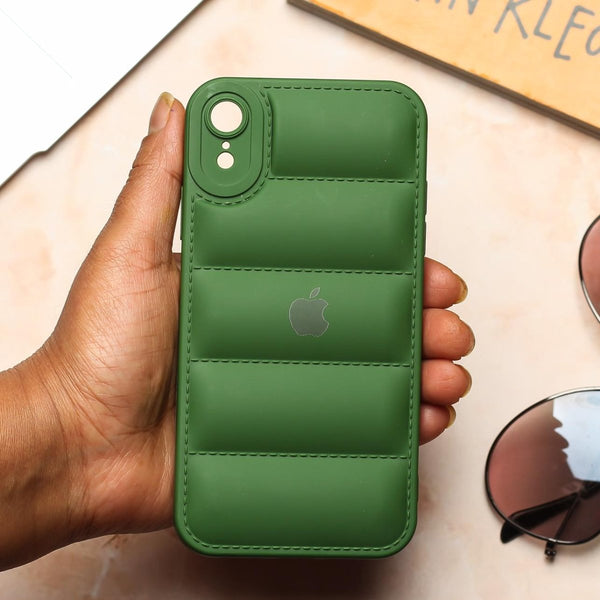 Dark Green Puffon silicone case for Apple iPhone Xr - The Hatke