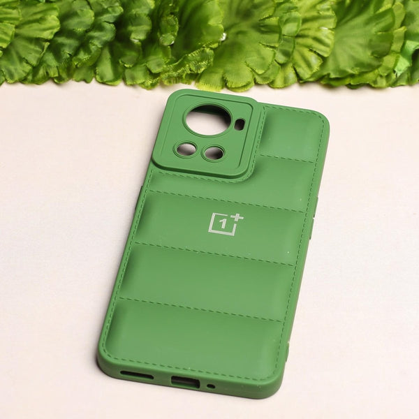 Dark Green Puffon silicone case for Oneplus 10R - The Hatke