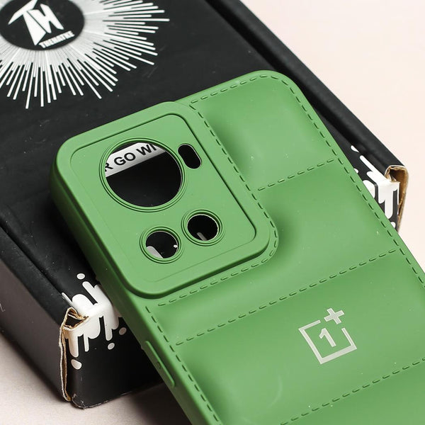 Dark Green Puffon silicone case for Oneplus 10R - The Hatke