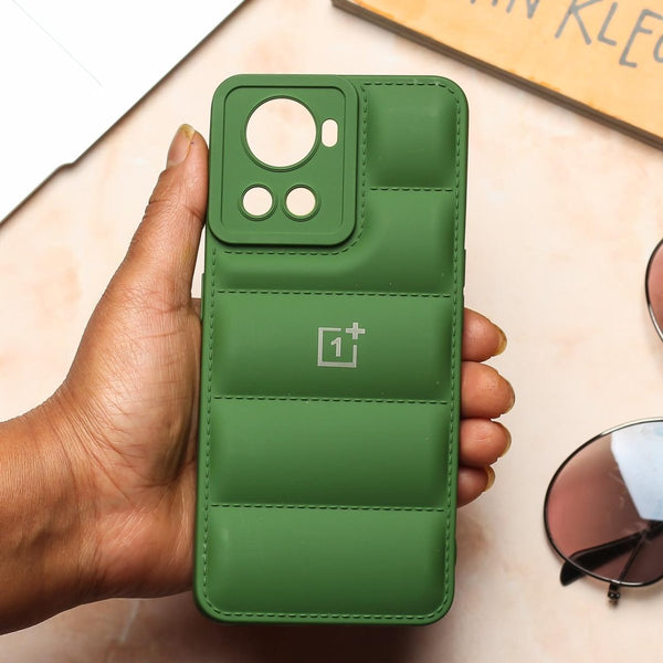 Dark Green Puffon silicone case for Oneplus 10R - The Hatke