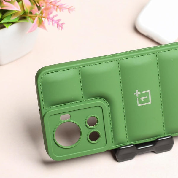 Dark Green Puffon silicone case for Oneplus 10R - The Hatke