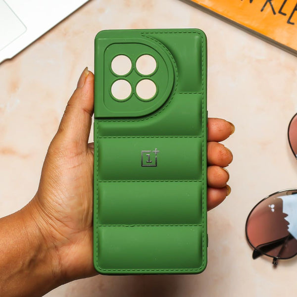 Dark Green Puffon silicone case for Oneplus 11 - The Hatke