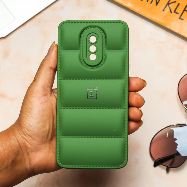 Dark Green Puffon silicone case for Oneplus 7 - The Hatke