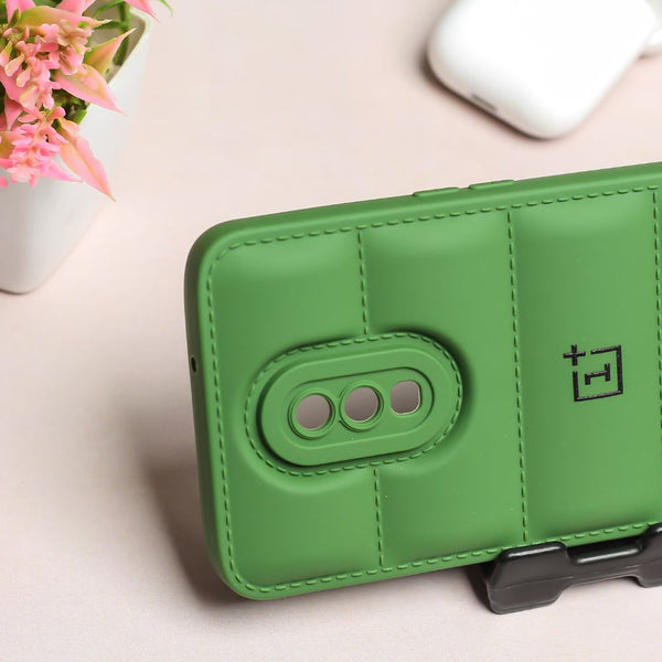 Dark Green Puffon silicone case for Oneplus 7 - The Hatke