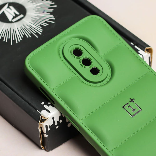 Dark Green Puffon silicone case for Oneplus 7 - The Hatke