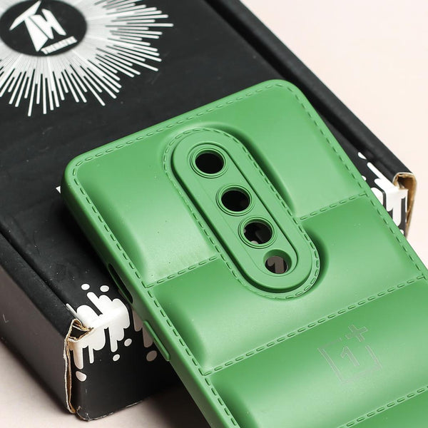 Dark Green Puffon silicone case for Oneplus 8 - The Hatke
