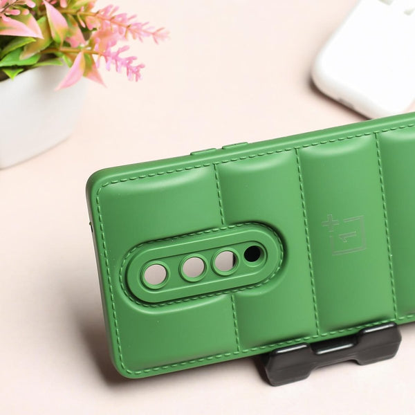 Dark Green Puffon silicone case for Oneplus 8 - The Hatke