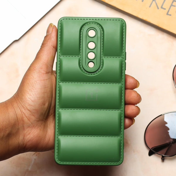 Dark Green Puffon silicone case for Oneplus 8 - The Hatke