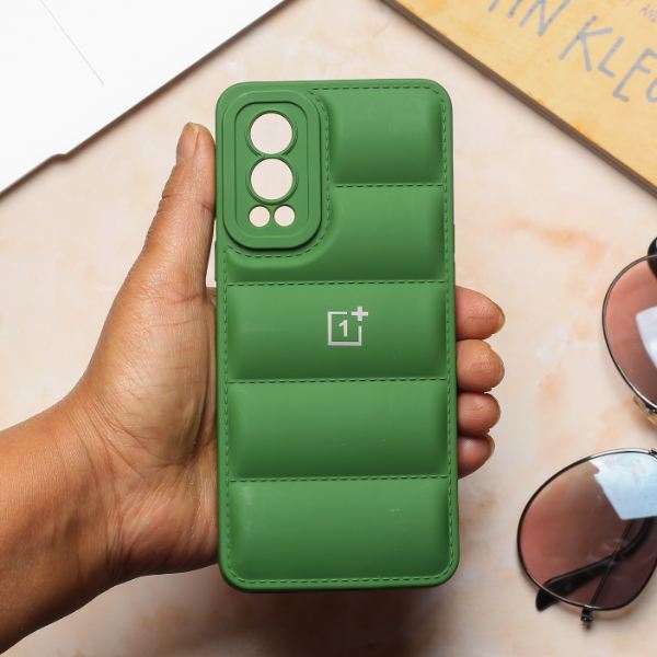 Dark Green Puffon silicone case for Oneplus Nord 2 - The Hatke