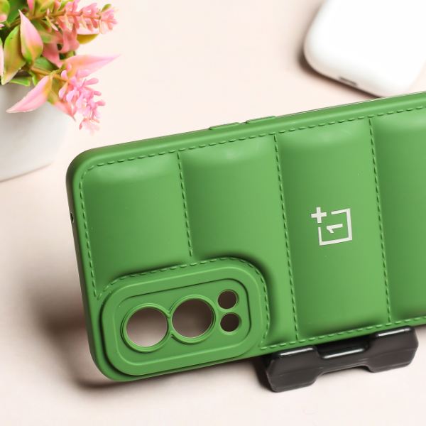 Dark Green Puffon silicone case for Oneplus Nord 2 - The Hatke