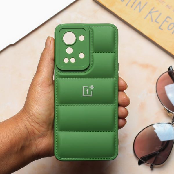 Dark Green Puffon silicone case for Oneplus Nord 2T - The Hatke