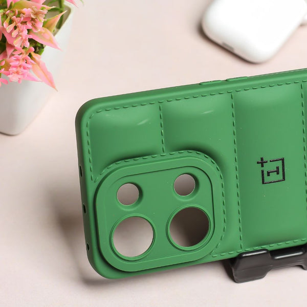 Dark Green Puffon silicone case for Oneplus Nord 3 - The Hatke