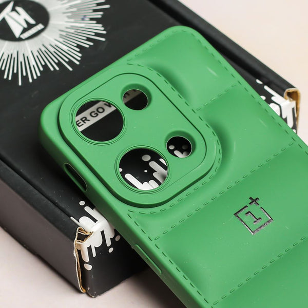 Dark Green Puffon silicone case for Oneplus Nord 3 - The Hatke