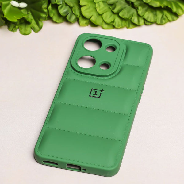 Dark Green Puffon silicone case for Oneplus Nord 3 - The Hatke