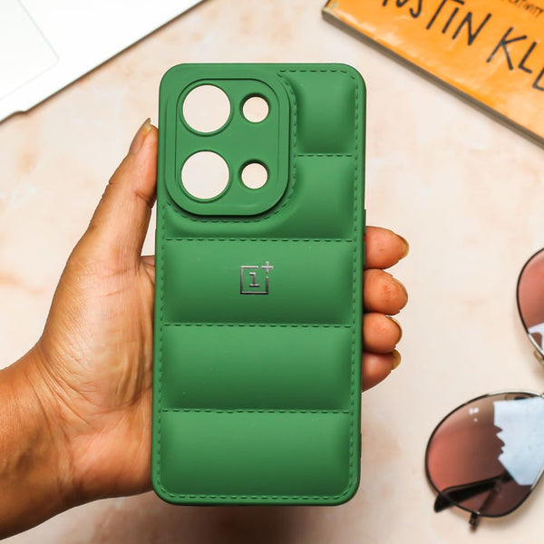 Dark Green Puffon silicone case for Oneplus Nord 3 - The Hatke