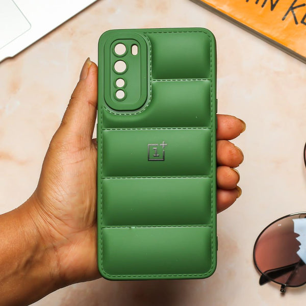 Dark Green Puffon silicone case for Oneplus Nord - The Hatke