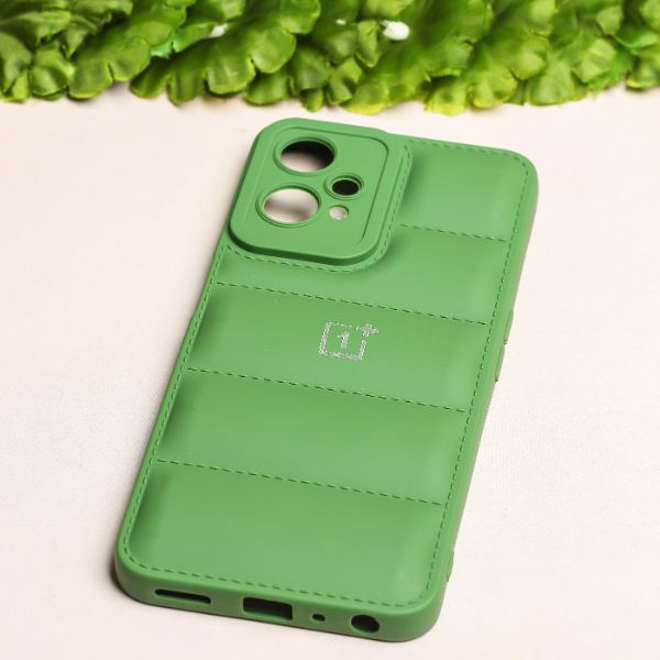 Dark Green Puffon silicone case for Oneplus Nord CE 2 Lite - The Hatke
