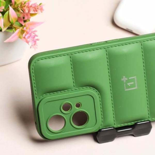 Dark Green Puffon silicone case for Oneplus Nord CE 2 Lite - The Hatke