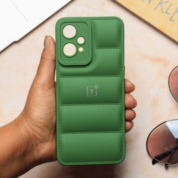 Dark Green Puffon silicone case for Oneplus Nord CE 2 Lite - The Hatke
