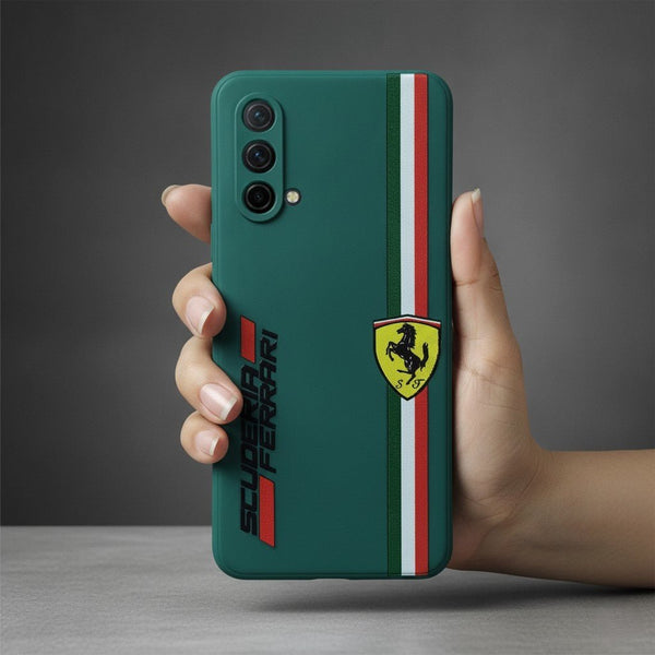 Dark Green SCUFERRA Embossed Silicone case for Oneplus Nord Ce - The Hatke