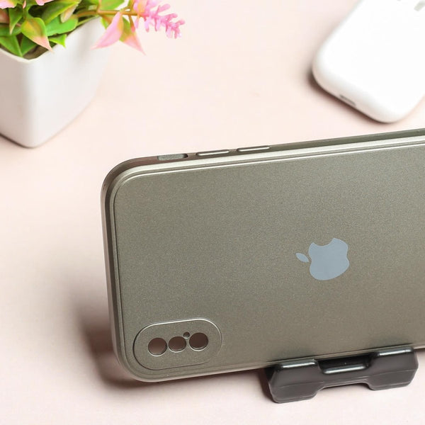 Dark Grey Metallic Finish Silicone Case for Apple Iphone X/Xs - The Hatke