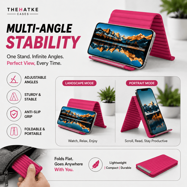 Dark Pink Magic foldable flexible silicone stand - The Hatke