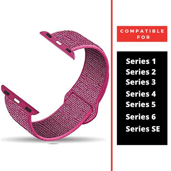 Dark Pink Nylon Strap For Apple Watch Series 1 (38mm/40mm/41mm) - The Hatke