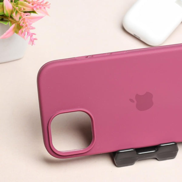 Dark Pink Original Silicone case for Apple iphone 14 - The Hatke