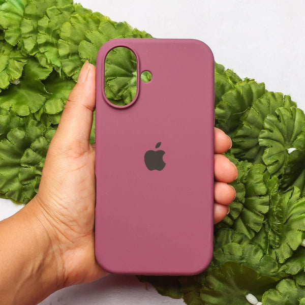 Dark Pink Original Silicone case for Apple iphone 16 Plus - The Hatke