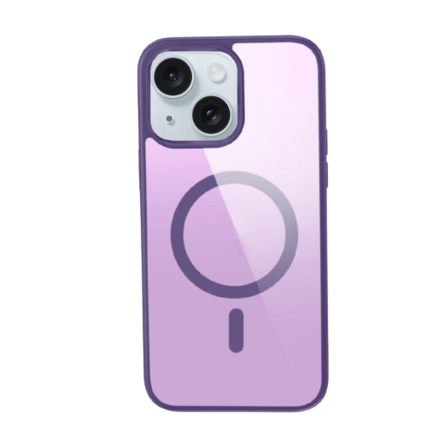 Dark Purple MagSafe Clear Transparent Silicone case for Apple iphone 15 - The Hatke