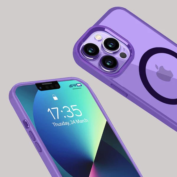 Dark Purple MagSafe Clear Transparent Silicone case for Apple iphone 15 Pro - The Hatke