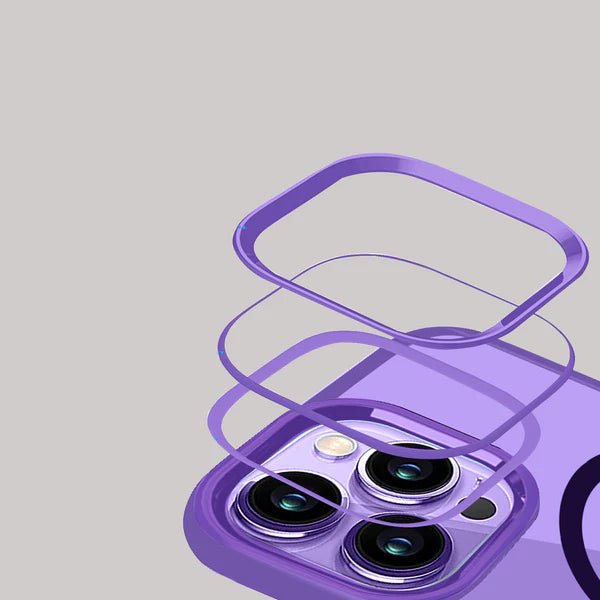 Dark Purple MagSafe Clear Transparent Silicone case for Apple iphone 15 Pro - The Hatke