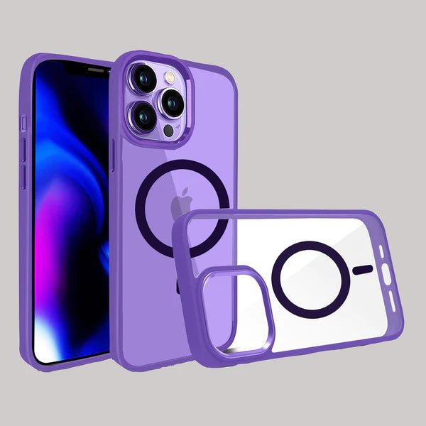 Dark Purple MagSafe Clear Transparent Silicone case for Apple iphone 15 Pro - The Hatke