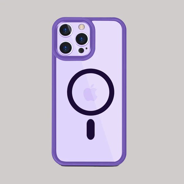 Dark Purple MagSafe Clear Transparent Silicone case for Apple iphone 15 Pro - The Hatke