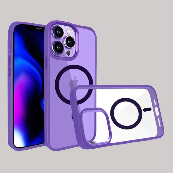 Dark Purple MagSafe Clear Transparent Silicone case for Apple iphone 15 Pro Max - The Hatke