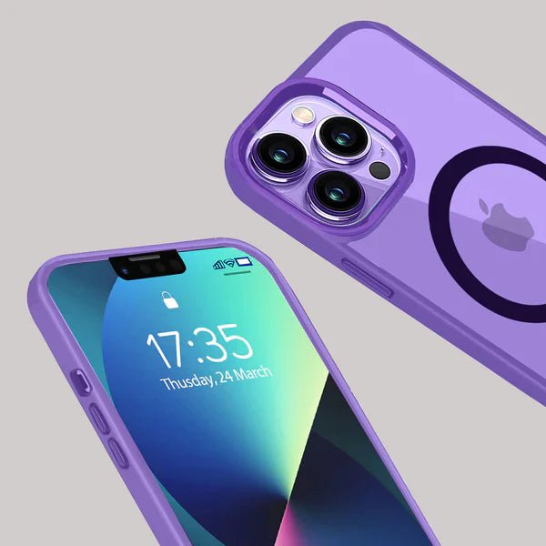 Dark Purple MagSafe Clear Transparent Silicone case for Apple iphone 15 Pro Max - The Hatke