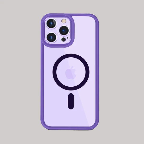 Dark Purple MagSafe Clear Transparent Silicone case for Apple iphone 15 Pro Max - The Hatke