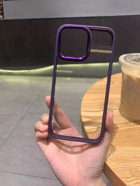 Dark Purple Metal Safe Transparent Case for Apple iphone 15 Pro Max - The Hatke