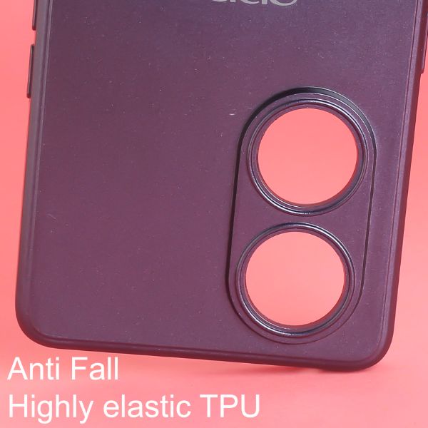 Dark Violet Metallic Finish Silicone Case for Oppo reno 8t - The Hatke