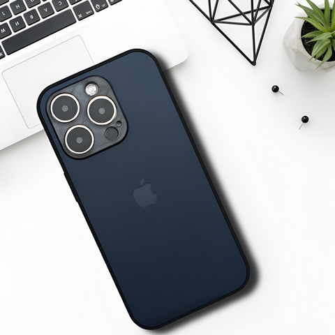 Dark Blue Matte Fiber Silicone case for Apple iphone 14 Pro